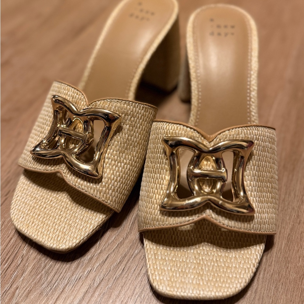 a new day Gold-Tone Woven Mules